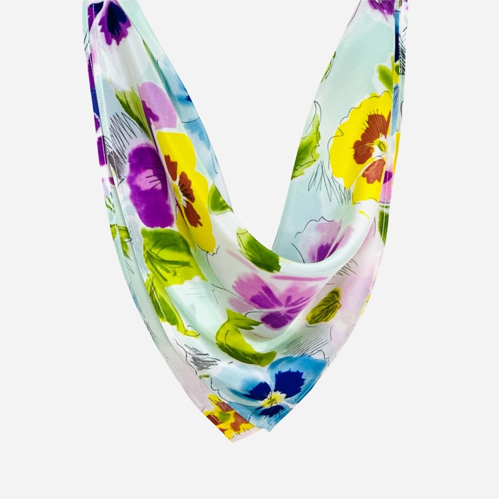 NWT SILKLETTE Spring in Bloom 100% Fine Silk Kerchief Scarf Multicolor